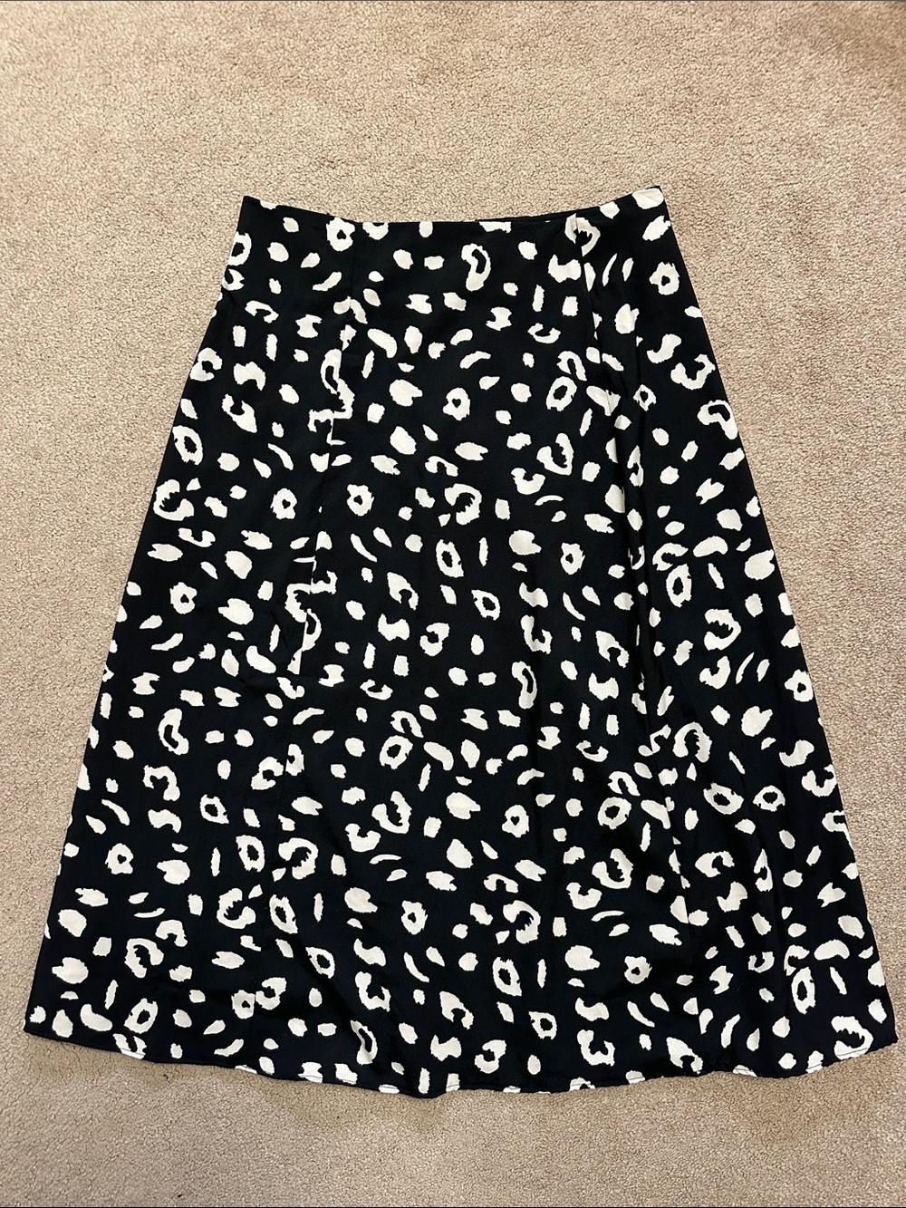 Black and cream Leopard Print A-Line Skirt